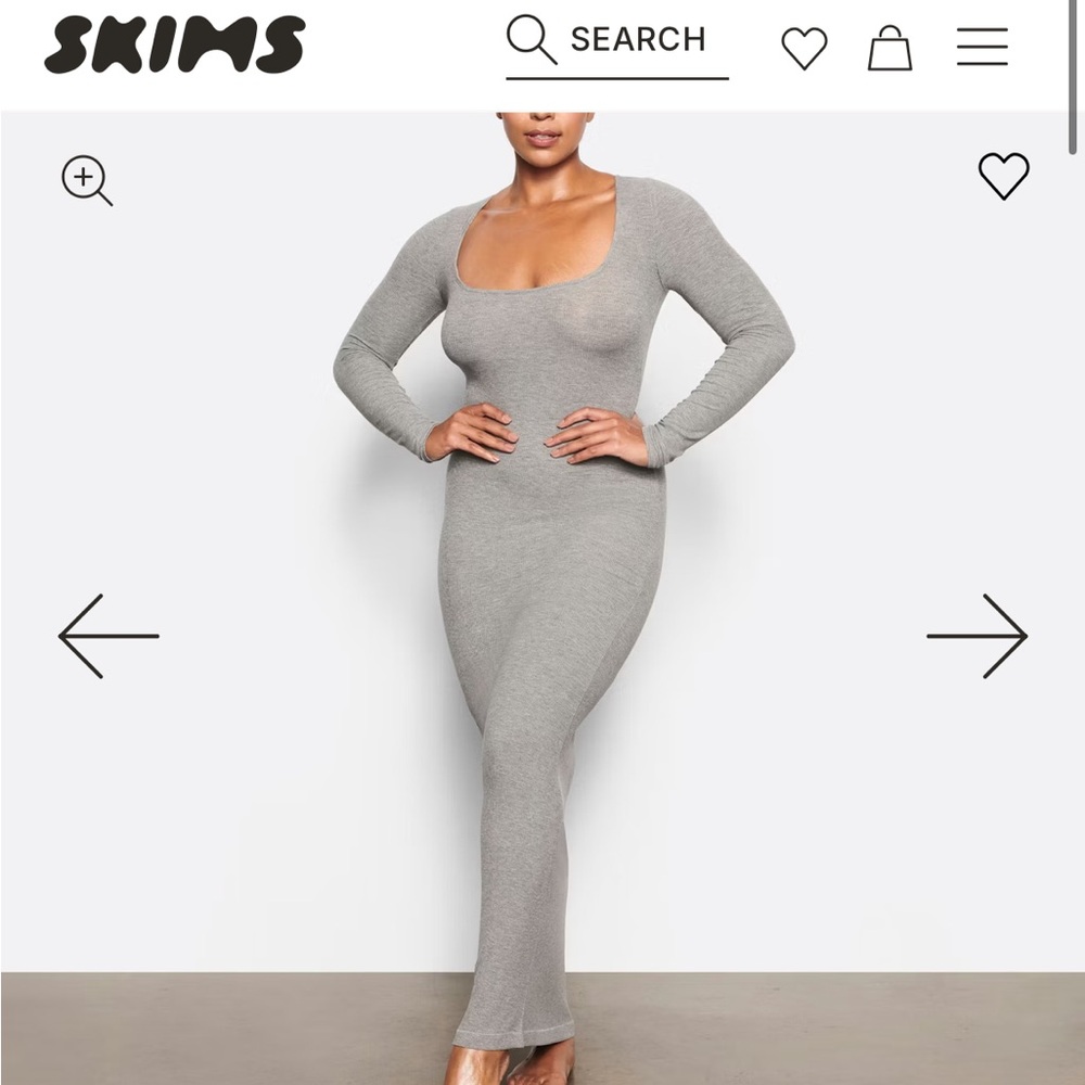 SKIMS Heather Gray Long Sleeve Maxi Dress
